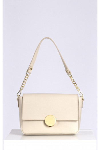 Shoulder bag with a Gold Chain in Cream