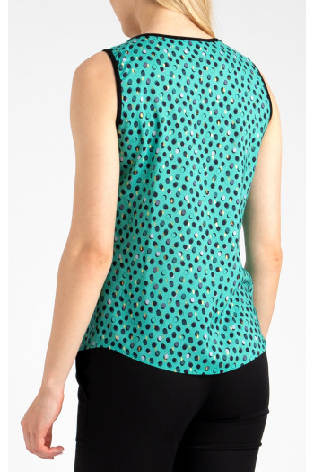 Sleeveless Blouse with Gold Accents in Aqua [1]