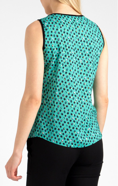 Sleeveless Blouse with Gold Accents in Aqua