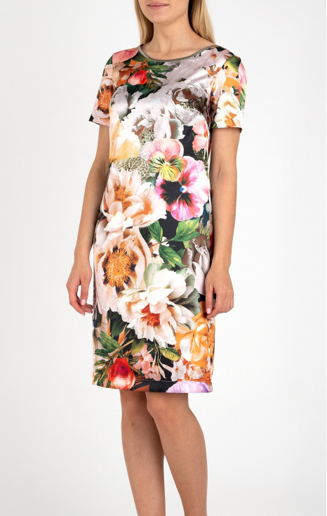 Satin Dress with Floral Print
