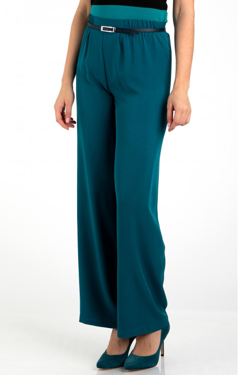 Wide Leg Trousers in Teal