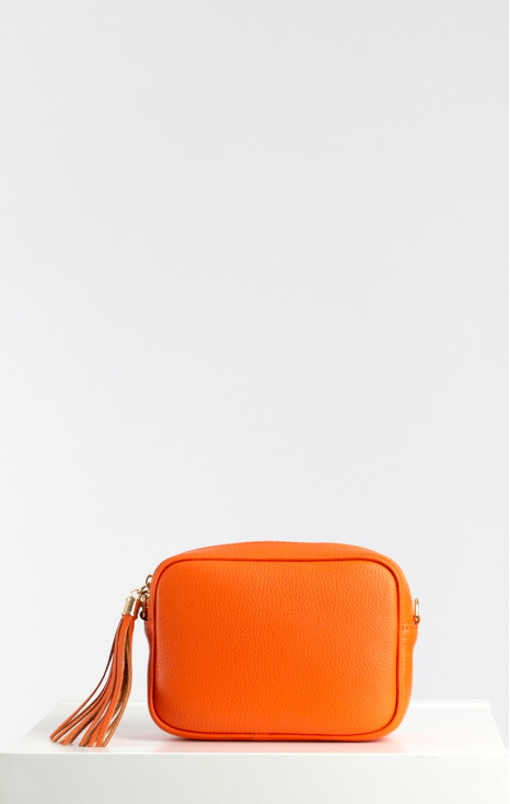 Crossbody Bag with Tassel in Orange