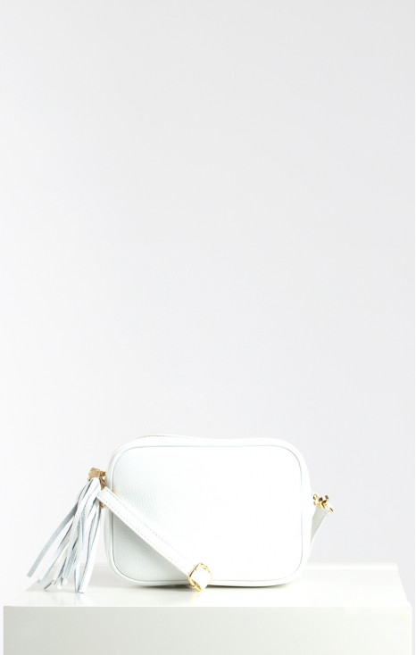 Crossbody Bag with Tassel in White