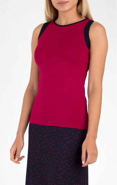 Vest Top In Navy and Red