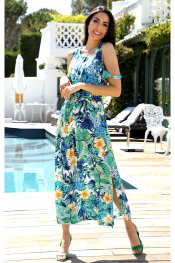 Off Shoulder Maxi Dress in Blue