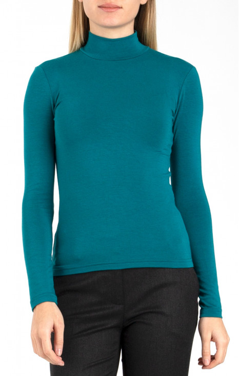 High Neck Jersey Top in Teal