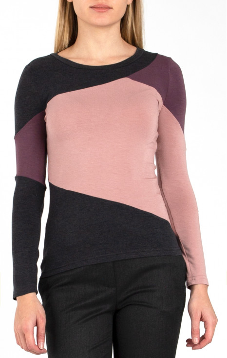 Colour Block Jersey Top in Purple