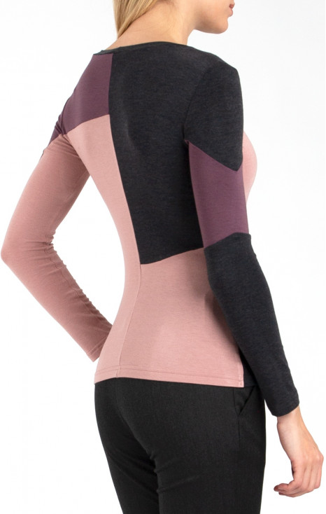 Colour Block Jersey Top in Purple