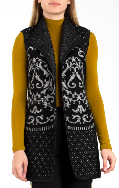 Wool and Cotton Blend Sleeveless Cardigan