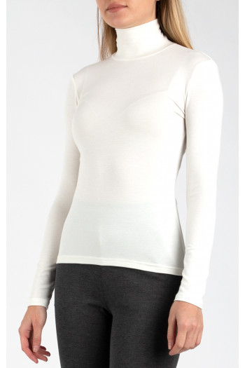 Polo Neck Top in  White