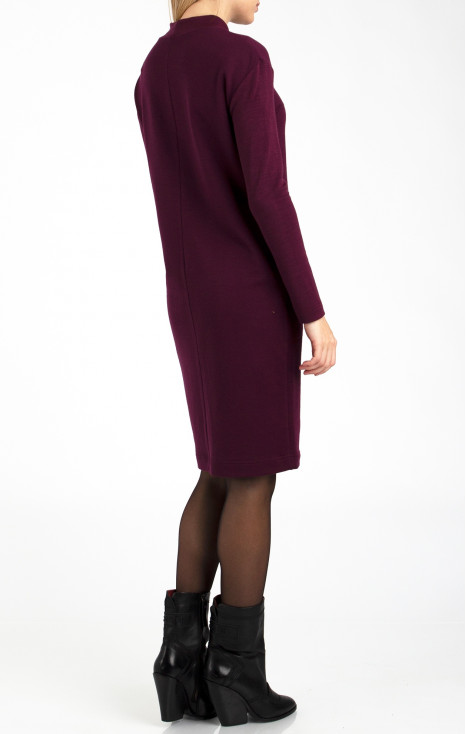Wool Blend Cut Out Jersey Dress in Mulberry