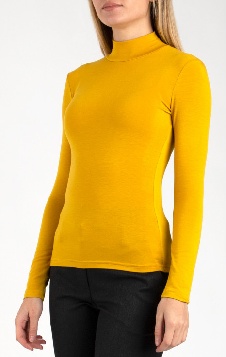 High Neck Jersey Top In Yellow