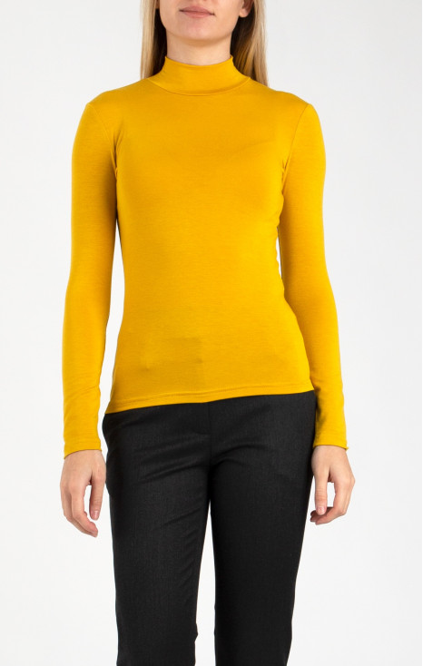 High Neck Jersey Top In Yellow