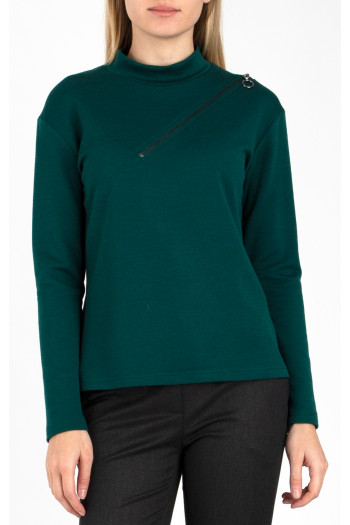 Loose silhouette sweater in wool-cotton jersey