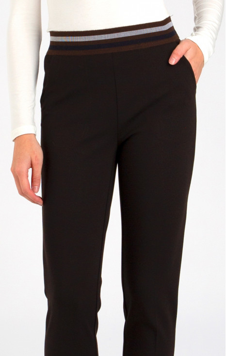 Slim Fit Jersey Trousers in Brown