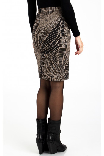 Abstract Print Pencil Skirt in Black [1]