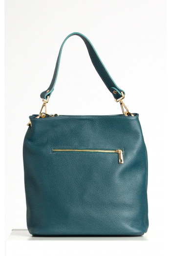 Leather Hobo Bag with Tassel in Teal [1]