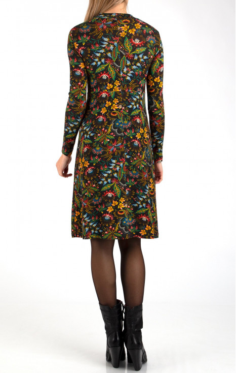 High Waist  Floral Jersey Dress