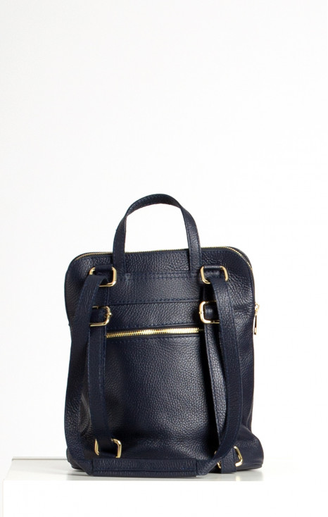 Multiway Leather Backpack with Front Pocket