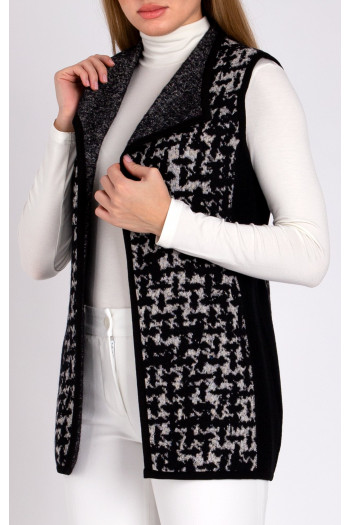 Long wool cardigan in white and black color