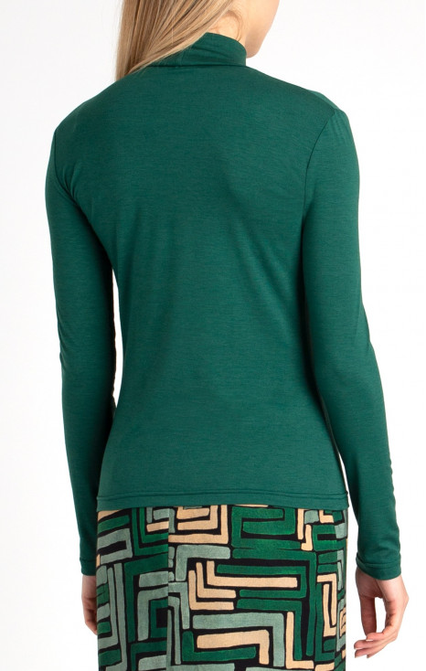 Wool Blend Polo Neck Top in Green