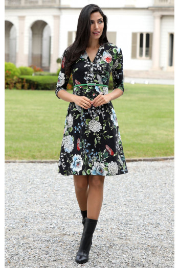 V neck Jersey Dress in Green