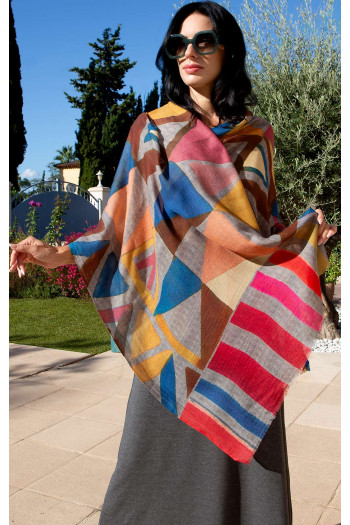 Wool and Silk Geo Scarf