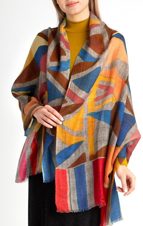 Wool and Silk Geo Scarf
