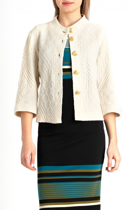 Textured Jacket with Buttons in Ecru