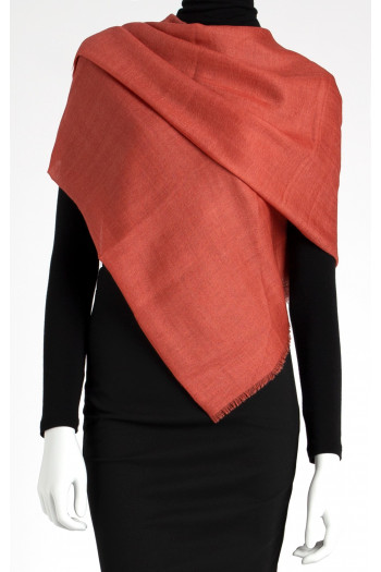 Wool and Silk Scarf in Red Ochre