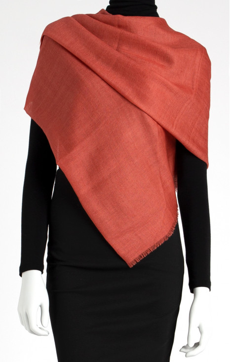 Wool and Silk Scarf in Red Ochre