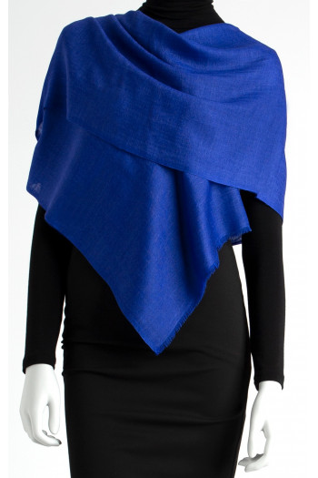 Wool and Silk Scarf in Deep Blue