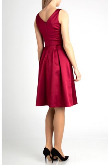 Pleated Satin Dress in Red [1]