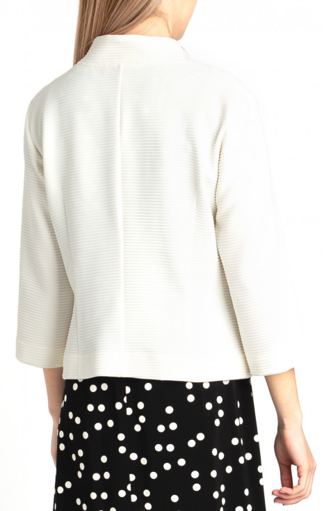 Textured Jacket with Buttons in White