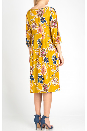 Cut out sleeves Viscose Dress in Yellow [1]