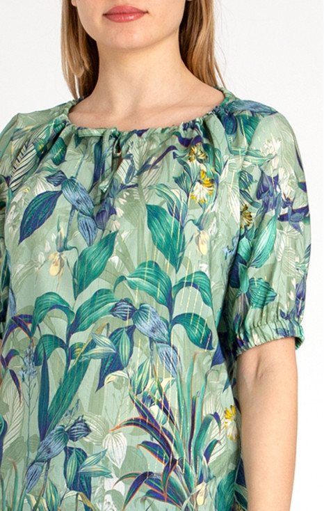 Viscose Blouse with Puff Sleeves