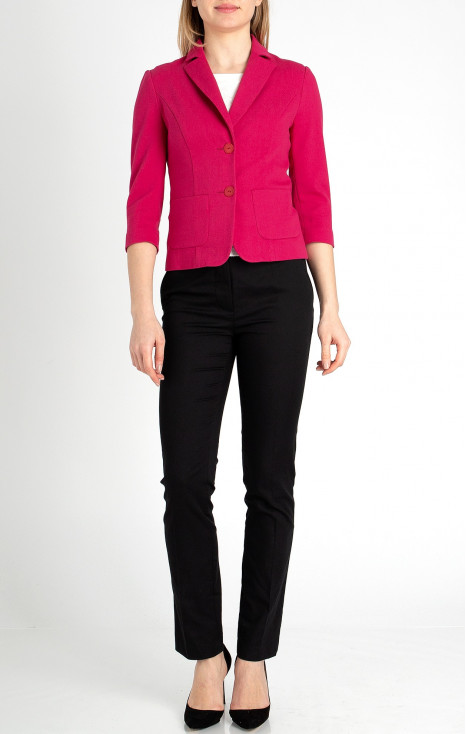 Blazer with Pockets and 3/4 sleeves In Fuchsia