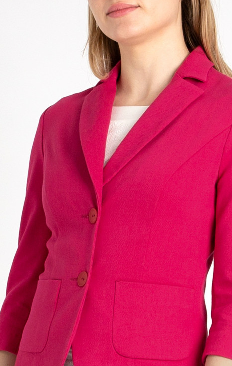 Blazer with Pockets and 3/4 sleeves In Fuchsia
