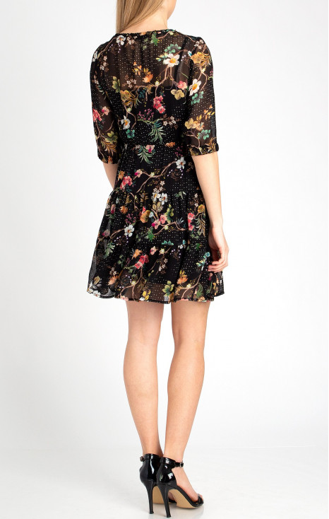 Floral Viscose Dress with Frills [1]