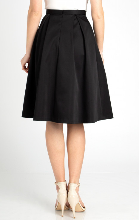Pleated Satin Skirt in Black [1]