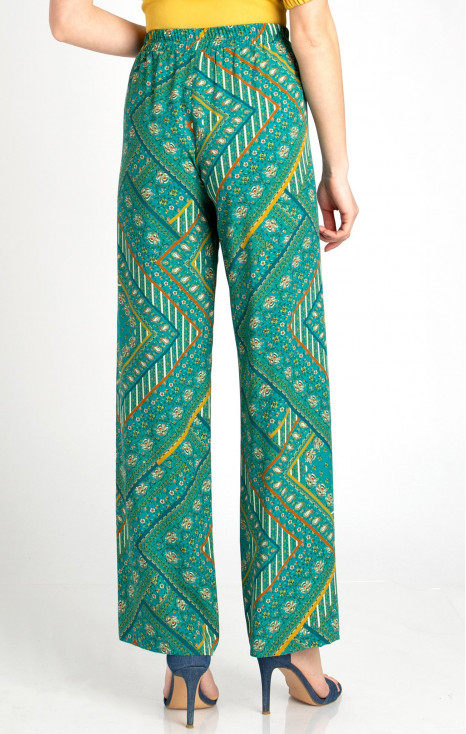 Wide Leg Trousers with an Abstract Print