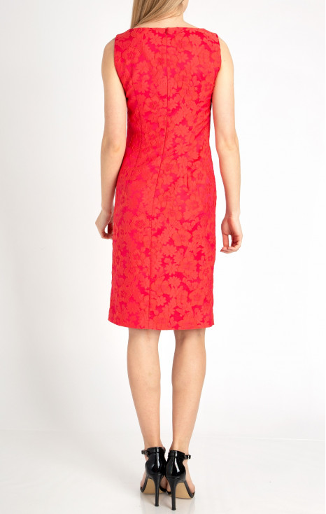 Coral jacquard dress