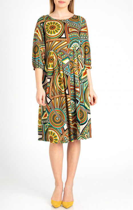 Viscose Midi Dress in Abstract Print
