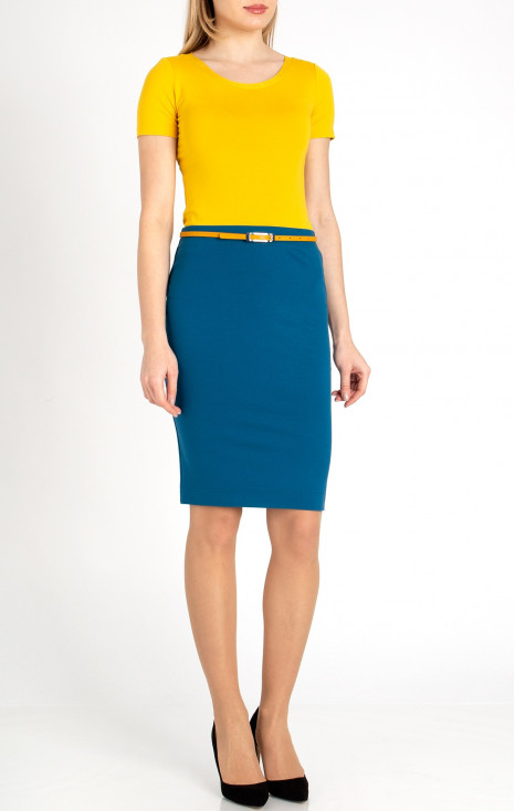 Jersey Pencil Skirt in Portsea Blue