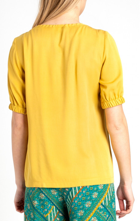 Viscose Blouse with Puff Sleeves in Yellow [1]