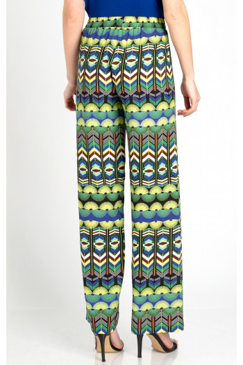 Wide Leg Trousers with a Print in Green [1]
