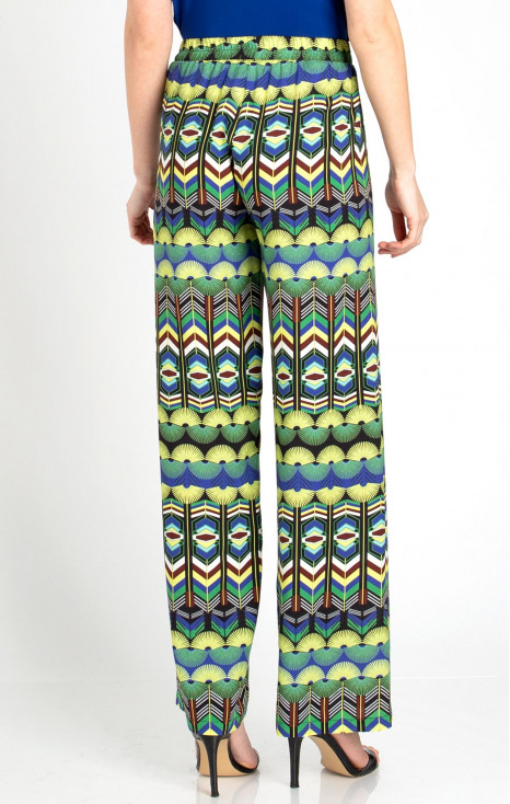 Wide Leg Trousers with a Print in Green [1]