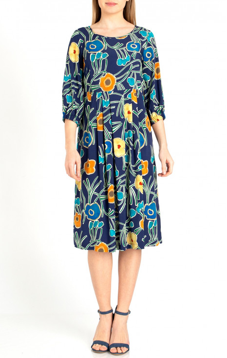 Viscose Midi Dress in Floral Print