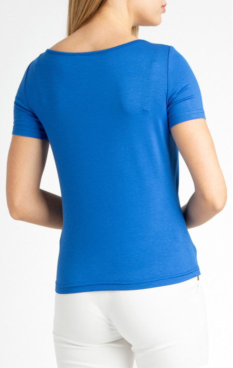 Cut Out Jersey Top in Blue