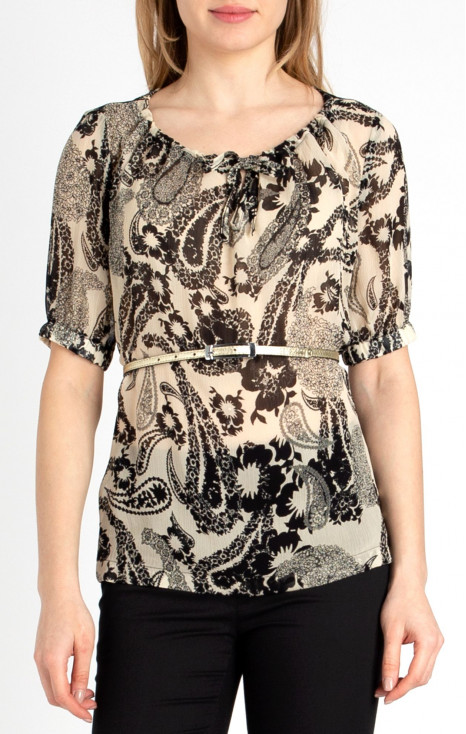 Viscose Blouse with Puff Sleeves in Black